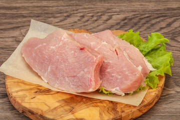 Raw pork steak for cooking