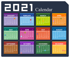 Vector year of 2021 calendar background