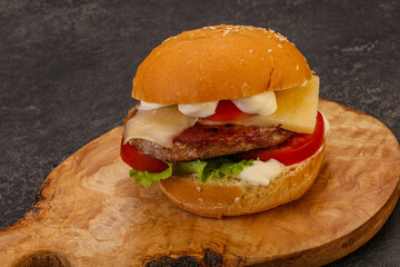 Delicous burger with tuna fish