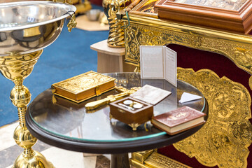 The interior of the Orthodox Church in Kiev.