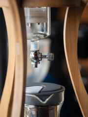 Cold brew coffee maker, focus on valve.