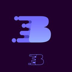 Fast speed letter B logo with lines and dots.