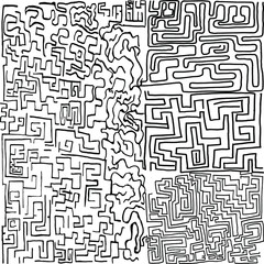 Abstract maze / labyrinth with entry and exit. Vector labyrinth. Manual labyrinth drawing. The game is a maze for fun.