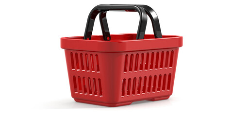 Fototapeta premium Red shopping basket isolated on white background