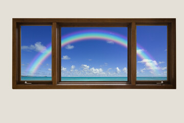 窓から虹
