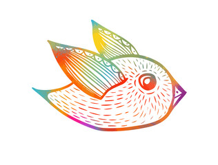 A multi-colored decorative bird. Vector illustration
