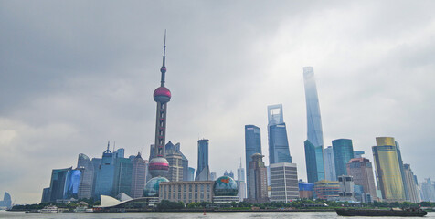 Shanghai Pudong skyline in China with modern architecture buildings and skyscraper skyline