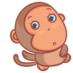 Brown monkey cartoon vector character scene vector on a white background