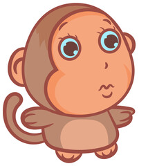 So cute little brown monkey vector cartoon on a white backgrounds