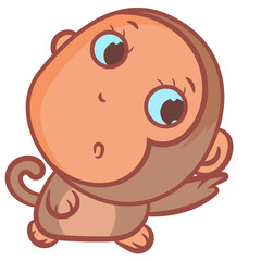 Cute brown monkey character scene vector cartoon background