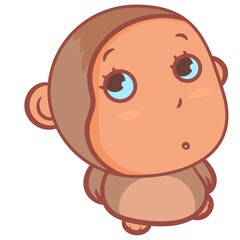 Cute brown monkey vector cartoon standing scene vector concept on a white background