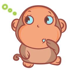 Cute little brown monkey vector character on a white background
