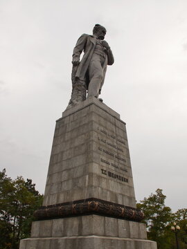 Dnipro, Ukraine - September 29, 2020: view on the monument of famous ukrainian poet Teras Shevchenko