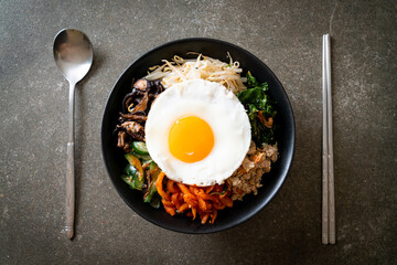 Korean spicy salad with rice - traditionally Korean food, Bibimbap