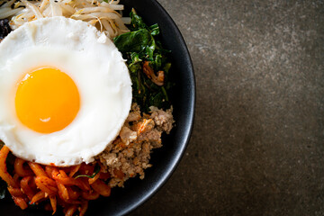 Korean spicy salad with rice - traditionally Korean food, Bibimbap