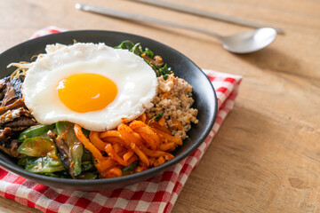 Korean spicy salad with rice - traditionally Korean food, Bibimbap