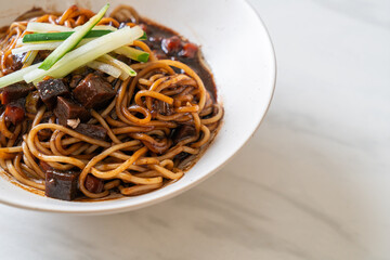 Jajangmyeon or JJajangmyeon is Korean Noodle with Black Sauce