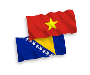 Flags of Bosnia and Herzegovina and Vietnam on a white background