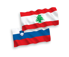 Flags of Slovenia and Lebanon on a white background