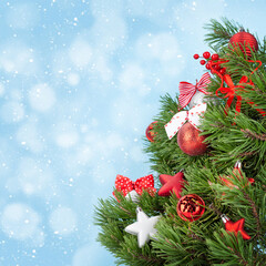 Christmas greeting card with fir tree