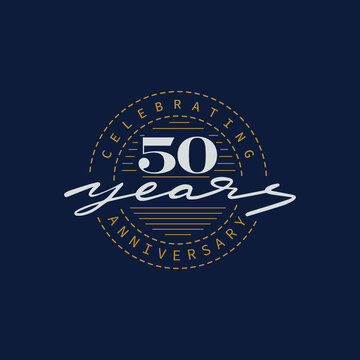 50 years anniversary pictogram vector icon, 50th year birthday logo label.