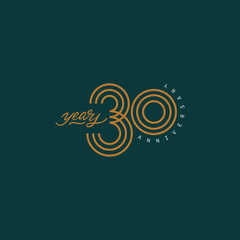 30 years anniversary pictogram vector icon, 30th year birthday logo label. - obrazy, fototapety, plakaty