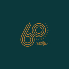 60 years anniversary pictogram vector icon, 60th year birthday logo label.