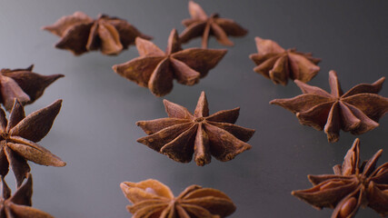 Star anise on the grey table