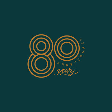 80 years anniversary pictogram vector icon, 80th year birthday logo label.