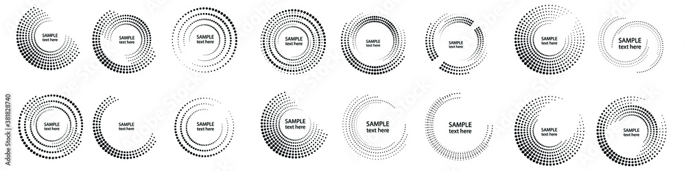 Wall mural halftone dots in circle form. round logo . vector dotted frame . half tones design element