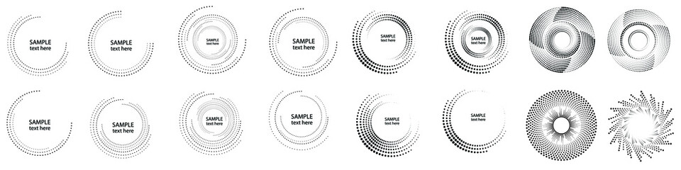 Halftone dots in circle form. round logo . vector dotted frame . Half tones design element
