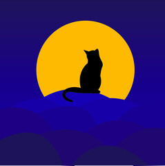 cat and moon