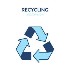Recycling arrows icon. Vector illustration of a recycling symbol. Represents concept of environmental conservation, waste reuse symbol, eco-friendly materials