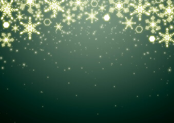 クリスマス 雪の結晶　背景 フレーム イラスト　緑