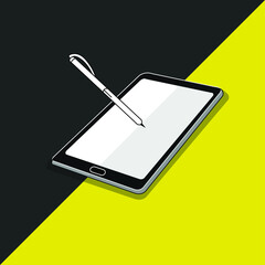 Obraz na płótnie Canvas smart phone with touch pen device isometric flat design vector illustration