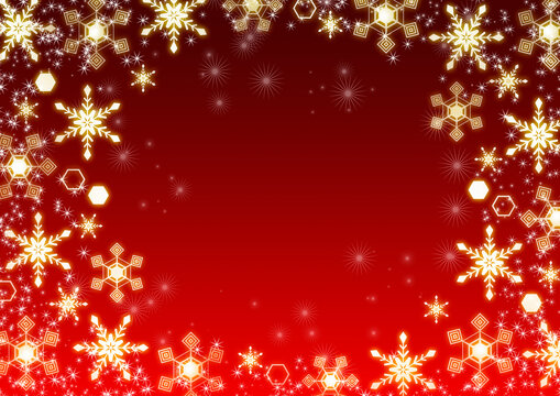 クリスマス 雪の結晶　背景 フレーム イラスト　赤