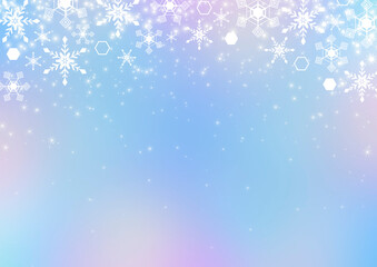 Fototapeta na wymiar クリスマス 雪の結晶　背景 フレーム イラスト　パステルカラー