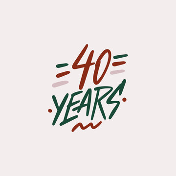 40 years anniversary pictogram vector icon, 40th year birthday logo label.