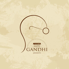 Mahatma Gandhi Jayanti Wishes on Old Paper Background for 2nd October with Mahatma Gandhi Lineart Vector. - obrazy, fototapety, plakaty