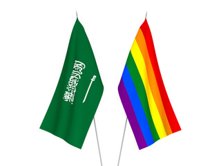 Saudi Arabia and Rainbow gay pride flags