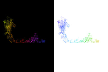 Abstract colorful smoke black and white background.