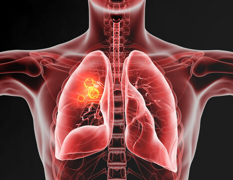 Lung cancer, medically accurate 3D illustration