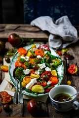 Green beans, tomato and feta salad..style rustic