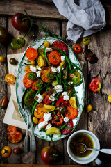 Green beans, tomato and feta salad..style rustic