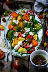 Green beans, tomato and feta salad..style rustic