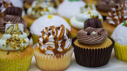 cupcake au chocolat, noix de coco, pistache et autres parfums