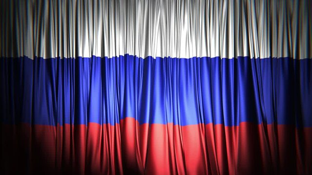 3D Animation Of The National Flag Of The Russian Federation As The Curtain Rendered In UHD, Alpha Matte Is Included