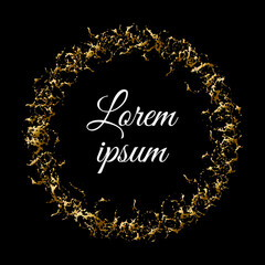 Round gold paint brush strokes with abstract frame luxury shine banner background