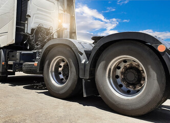 Large a truck wheels tires of semi-truck. 