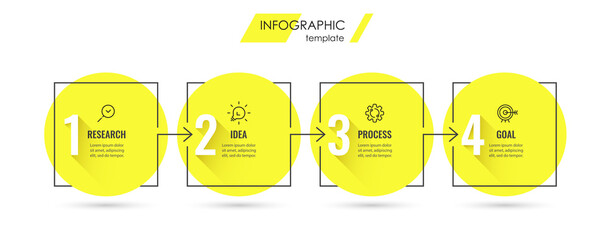 Vector Infographic design template with icons and 4 options or steps. Can be used for process diagram, presentations, workflow layout, banner, flow chart, info graph.